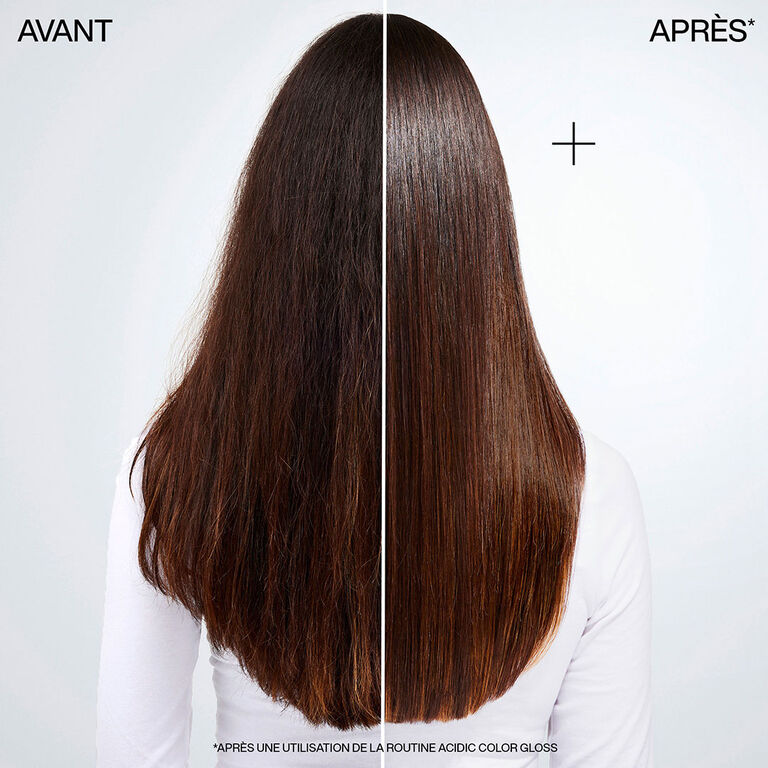 Avant apr&egrave;s Acidic Color Gloss sur cheveux bruns